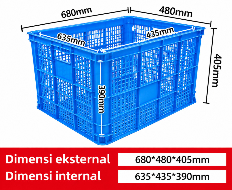 KERANJANG INDUSTRI BESAR PLASTIK LINHUI TIPE 680 BASKETS UKURAN 68 x 48 x 40,5 CM | KERANJANGINDUSTRI.COM