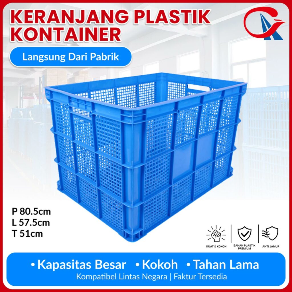 KERANJANG INDUSTRI BESAR PLASTIK LINHUI TIPE 755 BASKETS UKURAN 80,5 x 57,5 x 51 CM | KERANJANGINDUSTRI.COM