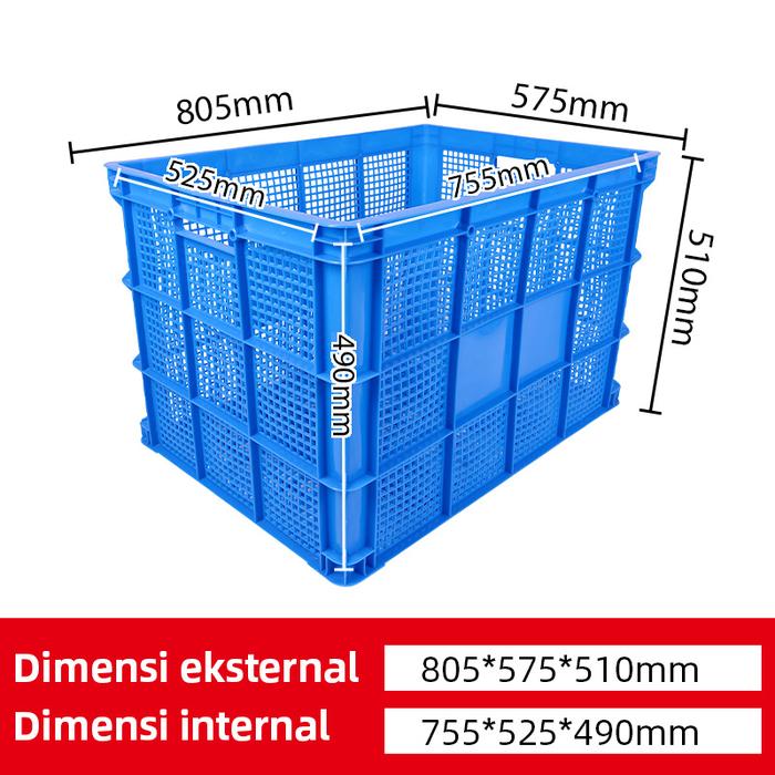 KERANJANG INDUSTRI BESAR PLASTIK LINHUI TIPE 755 BASKETS UKURAN 80,5 x 57,5 x 51 CM | KERANJANGINDUSTRI.COM