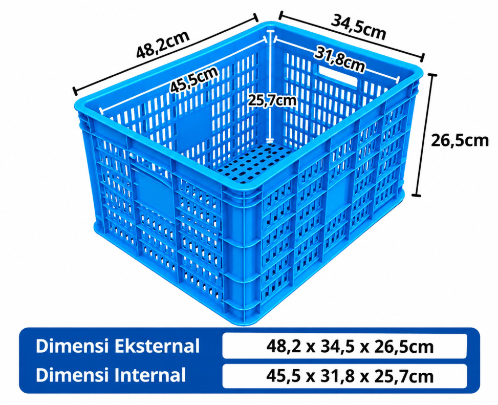 KERANJANG INDUSTRI SEDANG PLASTIK LINHUI TIPE 450 BASKETS UKURAN 48×34,5x26,5 CM | KERANJANGINDUSTRI.COM