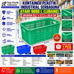 KONTAINER PLASTIK INDUSTRIAL SERBAGUNA ATARI 9888 L (LUBANG) UKURAN 52,7 x 27,2 x 26,8 CM: Solusi Praktis untuk Penyimpanan, Sortir, Handling, dan Distribusi Barang
